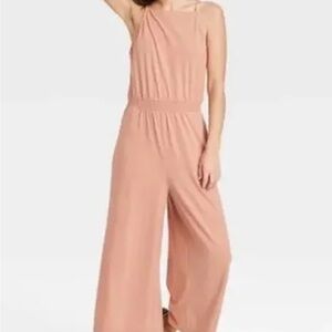 A New Day Mauve Wide Leg Jumpsuit Size Small Sleeveless Cropped Pants